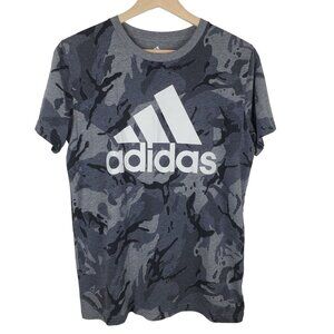 Adidas T-shirt‎ Boys Large 14-16 Gray Camo Cotton Blend Short Sleeves